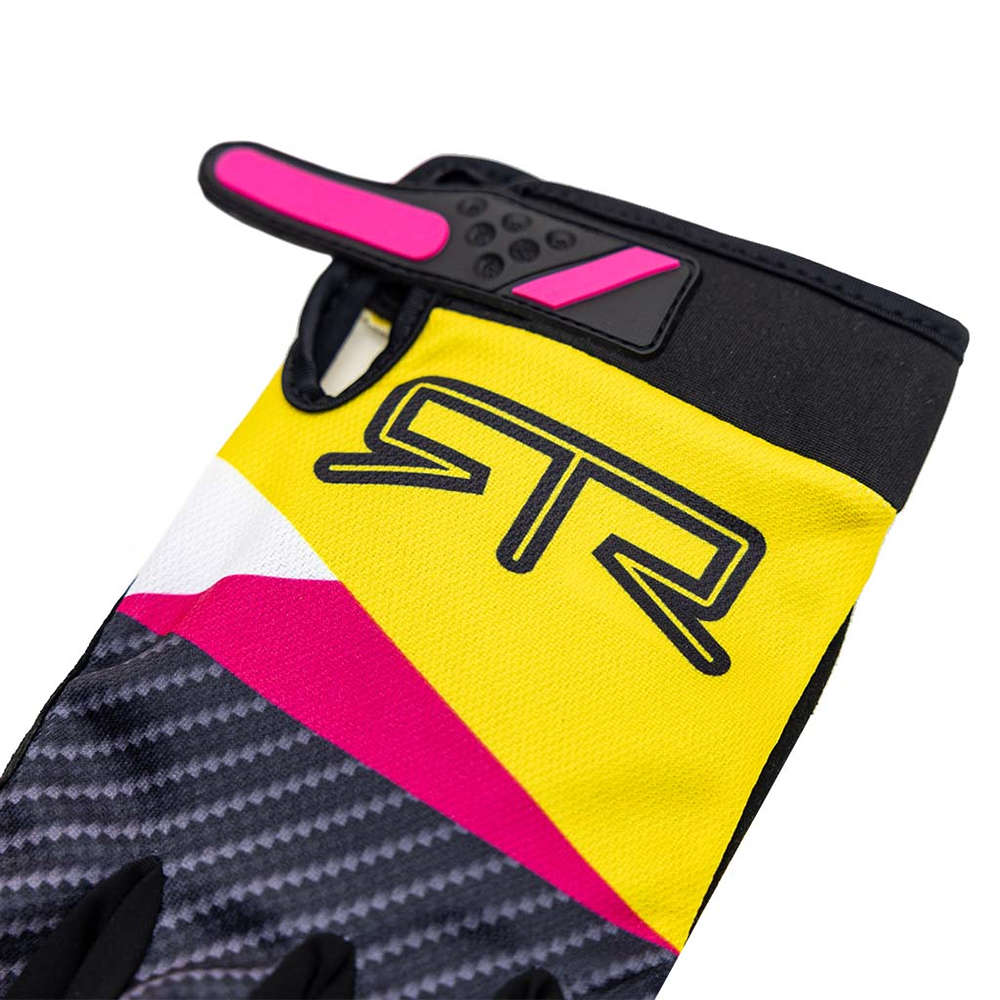 Gloves with pink and yellow Ben Hobson design, and RTR logo - Imagen 2